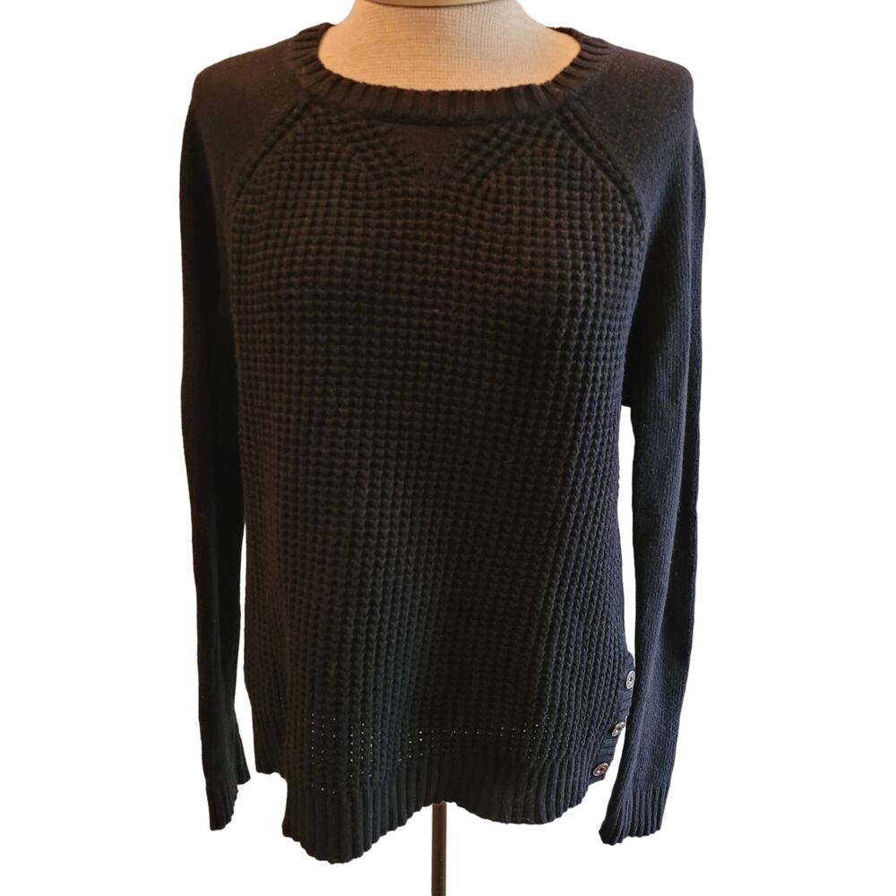 Lauren Ralph Lauren Angora Blend Button Accent Waffle Knit Sweater Size M
